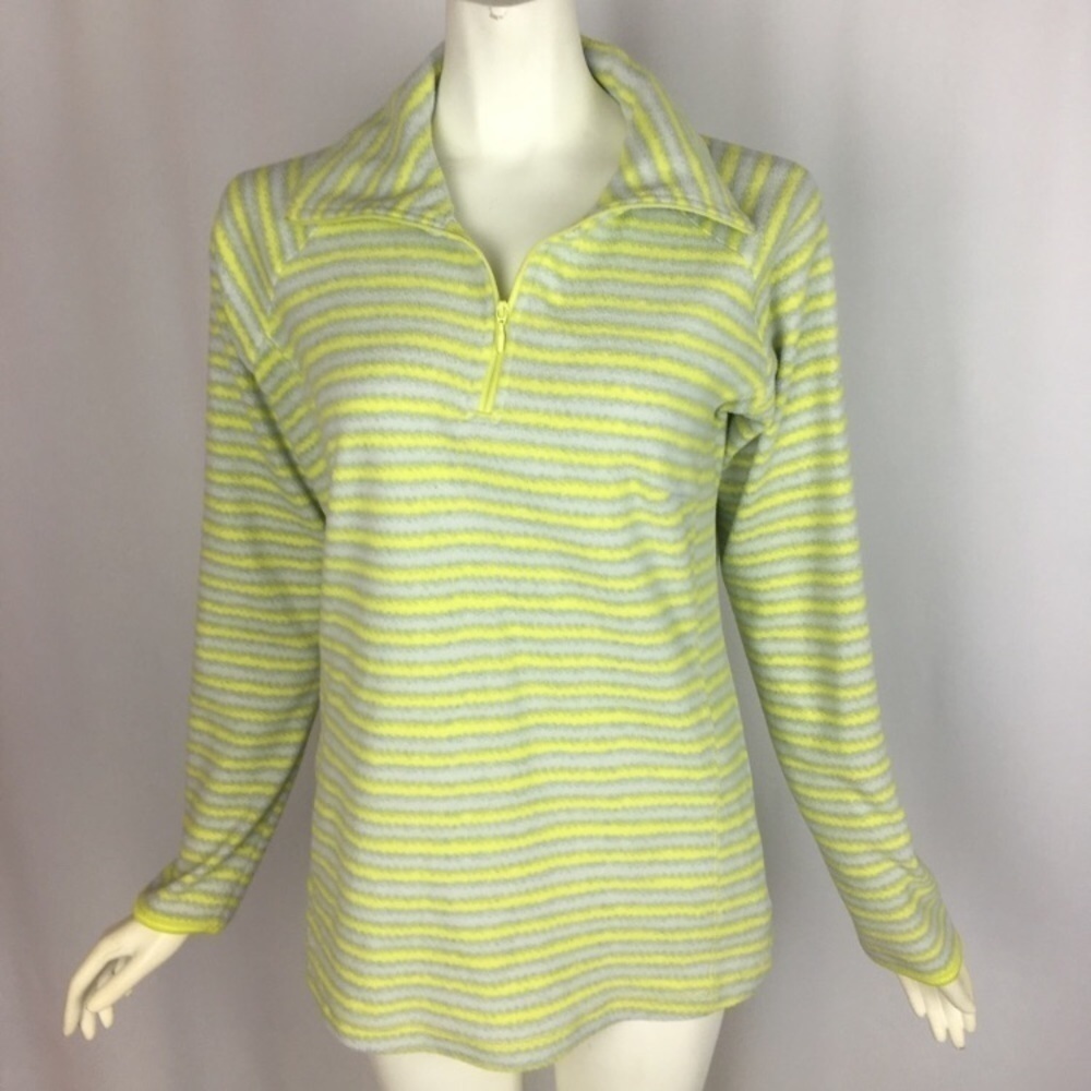 Columbia Bright Neon Yellow Zip Pullover Fleece Size Small